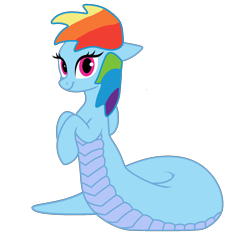 Size: 1598x1598 | Tagged: safe, artist:jadeharmony, derpibooru import, rainbow dash, lamia, pony, g4, alternate hairstyle, base used, cute, dashabetes, female, lamiafied, mare, simple background, smiling, solo, species swap, transparent background