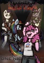 Size: 817x1169 | Tagged: safe, artist:vampawyer, derpibooru import, pinkie pie, rainbow dash, rarity, twilight sparkle, earth pony, pegasus, semi-anthro, unicorn, g4, backwards ballcap, band, baseball cap, cap, clothes, ear piercing, earring, electric guitar, female, guitar, hat, horn, jewelry, keytar, lip piercing, microphone, musical instrument, necklace, piercing, snake bites, sunglasses, unshorn fetlocks, zine:fanzines r magic volume 1