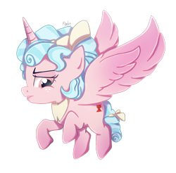 Size: 1748x1722 | Tagged: safe, artist:nnaly, derpibooru import, cozy glow, alicorn, pony, g4, alicornified, cozycorn, female, filly, flying, foal, freckles, horn, race swap, simple background, solo, spread wings, transparent background, wings