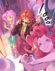 Size: 3267x4174 | Tagged: safe, derpibooru import, fluttershy, pinkie pie, sunset shimmer, human, equestria girls, g4