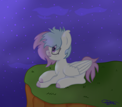 Size: 1600x1400 | Tagged: safe, artist:lunar_plague, derpibooru import, oc, oc only, oc:sadie dee, pegasus, pony, outdoors, signature, solo