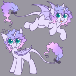 Size: 600x600 | Tagged: safe, artist:php193, derpibooru import, oc, oc only, bat pony, unicorn, bat wings, curly hair, curly mane, female, frizzy hair, horn, leonine tail, mare, solo, tail, unnamed oc, wings