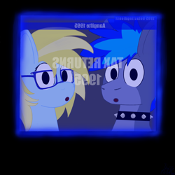 Size: 2048x2048 | Tagged: safe, artist:proffy floyd, derpibooru import, oc, oc only, oc:cloud cuddler, oc:proffy floyd, hybrid, pegabat, pegasus, pony, :o, choker, glasses, mirrored, monitor, offscreen character, open mouth, pegasus oc, pov, spiked choker, taxes, text