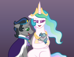 Size: 3300x2545 | Tagged: safe, artist:artisticwerks, derpibooru import, king sombra, princess celestia, oc, oc:light breeze, pony, g4, baby, baby pony, female, foal, good king sombra, life's a breeze, male, offspring, parent:king sombra, parent:princess celestia, parents:celestibra, ship:celestibra, shipping, straight