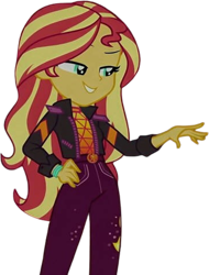 Size: 1911x2520 | Tagged: safe, derpibooru import, edit, edited screencap, editor:mrtoonlover83, screencap, sunset shimmer, human, equestria girls, g4, sunset's backstage pass!, background removed, belt, clothes, cutie mark on clothes, denim, equestria girls specials, female, geode of empathy, grin, jacket, jeans, leather, leather jacket, lidded eyes, magical geodes, music festival outfit, not a vector, pants, simple background, smiling, solo, teenager, teeth, top, transparent background, wristband