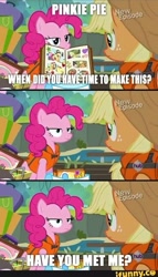 Size: 500x874 | Tagged: safe, derpibooru import, edit, edited screencap, screencap, apple bloom, applejack, big macintosh, granny smith, pinkie pie, earth pony, pony, g4, pinkie apple pie, season 4, caption, comic, duo, duo female, female, hub logo, ifunny, image macro, lifejacket, logo, mare, my little pony: friendship is magic, scrapbook, screencap comic, text, the hub