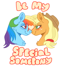 Size: 3930x4100 | Tagged: safe, alternate version, artist:ponykeda, derpibooru import, applejack, rainbow dash, earth pony, pegasus, pony, g4, alternate character, appledash, chest fluff, duo, duo female, female, hearts and hooves day, holiday, lesbian, looking at each other, looking at someone, mare, shipping, simple background, transparent background, valentine's day, valentine's day 2025