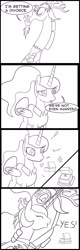 Size: 1280x4012 | Tagged: safe, artist:mr100dragon100, derpibooru import, discord, princess celestia, alicorn, draconequus, g4, black and white, comic, dislestia, divorce, engagement ring, female, grayscale, happy, hug, male, monochrome, shipping, straight, yes