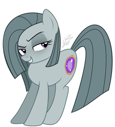 Size: 852x938 | Tagged: safe, artist:invader-madness, derpibooru import, marble pie, earth pony, pony, fanfic:muffins, g4, 2015, >:), fanfic art, female, lidded eyes, looking back, mare, old art, simple background, solo, transparent background