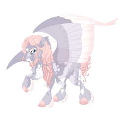 Size: 7500x7000 | Tagged: safe, artist:gigason, derpibooru import, oc, oc only, oc:cupid, pegasus, pony, absurd resolution, adoptable, adult blank flank, blank flank, blue eyes, chin fluff, coat markings, colored, colored eyebrows, colored fetlocks, colored hooves, colored pinnae, colored wings, colored wingtips, curly hair, curly mane, curly tail, ear fluff, ears, eye markings, facial markings, feathered fetlocks, flat colors, gradient hooves, gray coat, hair tie, heart, heart mark, hooves, long mane, long mane male, looking back, male, male oc, mane tie, multicolored wings, obtrusive watermark, partially open wings, pegasus oc, pink mane, pink tail, ponytail, raised hoof, raised leg, simple background, smiling, solo, spink hooves, splotches, stallion, stallion oc, standing, standing on three hooves, star (coat marking), striped mane, striped tail, tail, tail tie, three quarter view, tied mane, tied tail, transparent background, two toned mane, two toned tail, watermark, white wingtips, wings