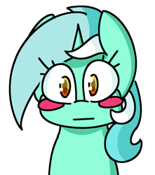 Size: 899x1016 | Tagged: safe, artist:starbounce, derpibooru import, lyra heartstrings, pony, unicorn, g4, blush sticker, blushing, cel shading, emote, emotes, female, flushed face, horn, looking at you, lyra emote pack, mare, outline, shading, simple background, transparent background, white outline