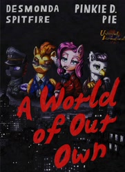 Size: 2448x3377 | Tagged: safe, derpibooru import, pharynx, pinkie pie, spitfire, g4, 1940s, copicmarker, cover art, cover noir, crossover, crossover noir, drawing, fanart, markers, noir, poster, traditional art, vintage