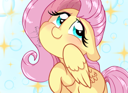 Size: 2286x1660 | Tagged: safe, artist:flutterbug18, derpibooru import, fluttershy, pegasus, pony, g4, abstract background, blushing, chibi, cute, daaaaaaaaaaaw, ears, female, floppy ears, heart, heart eyes, mare, missing cutie mark, shyabetes, signature, solo, wingding eyes