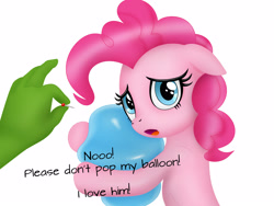 Size: 3500x2625 | Tagged: safe, artist:anonymousandrei, derpibooru exclusive, derpibooru import, pinkie pie, earth pony, human, pony, g4, abuse, abusive human, balloon, balloon fetish, balloon popping, bully, bullying, cargo ship, female, fetish, hand, mare, needle, offscreen character, pin, pinkiebuse, pinkieloon, popping, pure unfiltered evil, shipping, simple background, white background