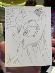 Size: 900x1200 | Tagged: safe, artist:andypriceart, derpibooru import, princess luna, alicorn, g4, crown, female, horn, jewelry, regalia, solo, speech bubble, traditional art