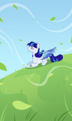 Size: 3000x5000 | Tagged: safe, artist:nika-rain, derpibooru import, oc, oc only, oc:snowflake flower, pegasus, pony, cute, day, female, leaves, outdoors, show accurate, solo, summer, vector, wind