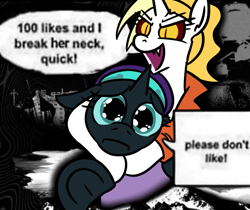 Size: 749x630 | Tagged: safe, artist:jargon scott, derpibooru import, oc, oc only, oc:dyx, oc:nyx, alicorn, pony, g4, big eyes, colored pupils, duo, duo female, ears, fangs, female, filly, floppy ears, foal, frog (hoof), frown, incentive drive, looking at you, nyxruary, open mouth, open smile, puppy dog eyes, siblings, sisters, slit eyes, smiling, speech bubble, talking to viewer, underhoof