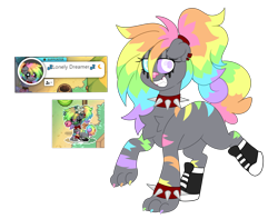 Size: 4827x3813 | Tagged: safe, artist:crazysketch101, derpibooru import, oc, oc only, dog, dog pony, earth pony, original species, pony, clothes, collar, converse, ear piercing, heterochromia, makeup, piercing, shoes, simple background, solo, spiked collar, spiked wristband, transparent background, wristband