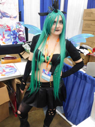 Size: 1024x1366 | Tagged: safe, artist:brinycosplay, derpibooru import, queen chrysalis, human, g4, bronycon, bronycon 2016, clothes, cosplay, costume, hand on hip, indoors, irl, irl human, photo