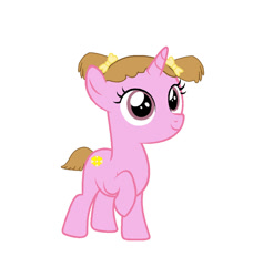 Size: 1024x1122 | Tagged: safe, artist:cheerful9, derpibooru import, oc, oc only, oc:bright flower, pony, unicorn, base used, bio in description, bow, cute, female, filly, foal, hair bow, horn, ocbetes, smiling, solo