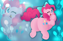 Size: 5100x3300 | Tagged: safe, artist:aleximusprime, derpibooru import, pinkie pie, earth pony, pony, flurry heart's story, g4, balloonbutt, bow, butt, fat, female, hair bow, lineless, looking at you, looking back, looking back at you, mare, older, older pinkie pie, one eye closed, open mouth, plot, pudgy pie, rear view, smiling, solo, wink, winking at you, zoom layer