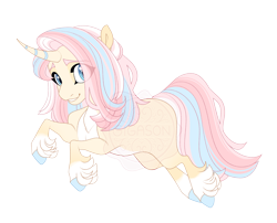 Size: 4027x3247 | Tagged: safe, artist:gigason, derpibooru import, oc, oc:pastel pastoral, pony, unicorn, eye clipping through hair, female, fetlock tuft, horn, looking at you, magical lesbian spawn, mare, offspring, parent:clear sky, parent:roseluck, simple background, solo, transparent background, watermark