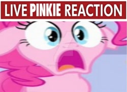 Size: 685x495 | Tagged: safe, derpibooru import, edit, edited screencap, screencap, pinkie pie, earth pony, pony, g4, close-up, cropped, deviantart watermark, ears, episode needed, female, floppy ears, live reaction, live tucker reaction, mare, meme, obtrusive watermark, open mouth, watermark