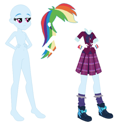 Size: 544x572 | Tagged: safe, artist:lordsfrederick778, artist:selenaede, derpibooru import, rainbow dash, equestria girls, g4, alternate universe, base used, simple background, solo, white background