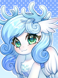 Size: 1560x2100 | Tagged: safe, artist:frostmoon, derpibooru import, oc, oc only, oc:comet feather, oc:hui yu, deer, deer pony, original species, peryton, deereagle, friendship is a lie, gradient background