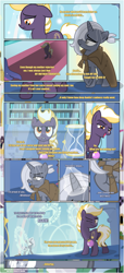 Size: 1919x4225 | Tagged: safe, artist:estories, derpibooru import, oc, oc only, oc:silverlay, oc:wildheart, earth pony, pony, unicorn, comic:curse of wings, female, horn, indoors, mare, older