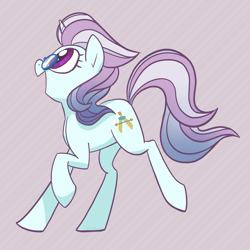 Size: 2048x2048 | Tagged: safe, artist:pfeffaroo, derpibooru import, north point, pony, unicorn, g4, background pony, female, glasses, happy, high res, horn, mare, open mouth, profile, purple background, simple background, solo