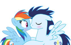 Size: 749x479 | Tagged: safe, artist:soarindasher10, derpibooru import, rainbow dash, soarin', pegasus, pony, g4, female, kiss on the lips, kissing, male, mare, shipping, simple background, soarindash, stallion, straight, transparent background