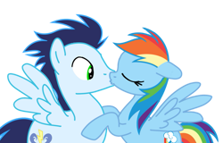 Size: 749x479 | Tagged: safe, artist:soarindasher10, derpibooru import, rainbow dash, soarin', pegasus, pony, g4, female, kiss on the lips, kissing, male, mare, shipping, simple background, soarindash, stallion, straight, transparent background