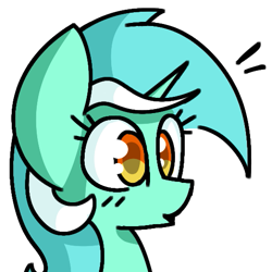 Size: 511x512 | Tagged: safe, artist:starbounce, derpibooru import, lyra heartstrings, pony, unicorn, g4, blushing, bust, cel shading, emanata, emote, emotes, emoticon, female, horn, mare, onomatopoeia, ooo, outline, shading, simple background, solo, sound effects, surprised, transparent background, white outline