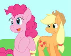 Size: 1135x899 | Tagged: safe, artist:cmara, derpibooru import, applejack, pinkie pie, earth pony, pony, g4, female, solo