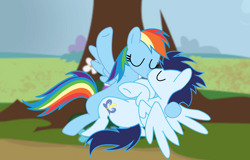 Size: 2988x1913 | Tagged: safe, artist:soarindasher10, derpibooru import, rainbow dash, soarin', pegasus, pony, g4, female, kiss on the lips, kissing, male, mare, shipping, soarindash, stallion, straight