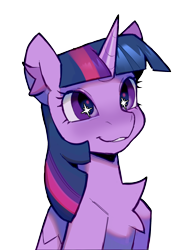 Size: 1918x2557 | Tagged: safe, artist:cherry_kotya, derpibooru import, twilight sparkle, twilight sparkle (alicorn), alicorn, pony, g4, bust, chest fluff, ear fluff, ears, horn, looking up, portrait, simple background, smiling, solo, starry eyes, transparent background, wingding eyes