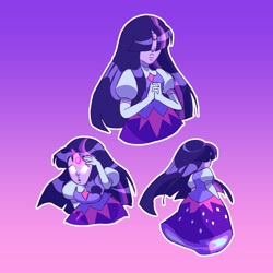 Size: 1280x1280 | Tagged: safe, artist:kazin_cartoon, derpibooru import, twilight sparkle, human, g4, female, gem (race), gradient background, human female, humanoid, solo, steven universe