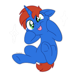 Size: 963x913 | Tagged: safe, artist:starshade, derpibooru import, oc, oc only, oc:cyberpon3, pony, unicorn, :p, base used, cute, holding head, horn, male, outline, simple background, sitting, solo, sparkles, stallion, starry eyes, tongue, tongue out, transparent background, wingding eyes