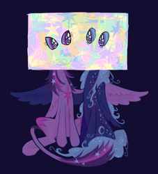 Size: 1414x1560 | Tagged: safe, artist:peaceandlove26, derpibooru import, princess luna, twilight sparkle, twilight sparkle (alicorn), alicorn, pony, g4, abstract, alternate design, alternate hairstyle, alternate mane color, alternate tail color, alternate tailstyle, blue background, blue coat, blue mane, blue tail, both cutie marks, chest marking, coat markings, duo, ethereal mane, eyelashes, female, folded wings, heart, heart eyes, hug, leonine tail, lesbian, long tail, looking at each other, looking at someone, one wing out, purple coat, purple mane, purple tail, shipping, simple background, sitting, slender, sparkles, sparkly eyes, spiky mane, spiky tail, spots, spotted, starry mane, starry tail, symmetrical, tail, tail markings, thin, thin tail, three toned mane, three toned tail, twiluna, wing markings, wingding eyes, winghug, wings