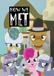 Size: 2482x3509 | Tagged: safe, artist:alexdti, artist:bearmation, derpibooru import, cloudy quartz, igneous rock pie, limestone pie, marble pie, maud pie, pinkie pie, earth pony, pony, comic:how we met, g4, american gothic, cute, diapinkes, father and child, father and daughter, female, filly, filly limestone pie, filly marble pie, filly maud pie, filly pinkie pie, foal, high res, limabetes, male, marblebetes, mare, maudabetes, mother and child, mother and daughter, open mouth, open smile, parent and child, pie family, pie sisters, siblings, sisters, smiling, stallion, younger