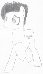 Size: 1115x1912 | Tagged: safe, derpibooru import, oc, earth pony, pony, g4, black and white, crossover, disney, disney channel, doodle, earth pony oc, grayscale, math, monochrome, no tail, phil diffy, phil of the future, ponified, sketch, species swap, time travel