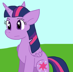 Size: 778x766 | Tagged: safe, artist:cmara, derpibooru import, twilight sparkle, twilight sparkle (alicorn), alicorn, pony, g4, female, folded wings, horn, mare, outdoors, sitting, wings