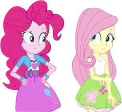 Size: 2751x2520 | Tagged: safe, derpibooru import, editor:mrtoonlover83, fluttershy, pinkie pie, human, equestria girls, g4, duo, duo female, female, simple background, transparent background