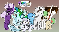 Size: 1421x779 | Tagged: safe, artist:zombiechixx, derpibooru import, earth pony, pegasus, pony, unicorn, g4, battle for dream island, book (battle for dream island), cloaked, dora (battle for dream island), female, folded wings, gaty (battle for dream island), glasses, gradient background, horn, ice cube (battle for dream island), lollipop (battle for dream island), male, mare, ponified, saw (battle for dream island), sitting, species swap, spread wings, stallion, standing, taco (battle for dream island), tail, team, teardrop (battle for dream island), wings