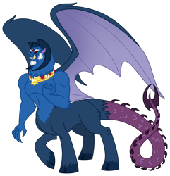 Size: 3454x3577 | Tagged: safe, artist:majorleaguegamintrap, artist:melspyrose1998, derpibooru import, grogar, centaur, demon, taur, fanfic:age of equestria, g4, amalgamation, bat wings, bell, cloven hooves, evil, evil smile, fusion, gold, hooves, male, muscles, muscular male, red eyes, show accurate, simple background, smiling, solo, transparent background, wings