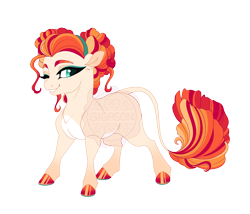 Size: 4800x4100 | Tagged: safe, artist:gigason, derpibooru import, oc, oc only, oc:poppy field, earth pony, pony, g4, absurd resolution, adoptable, adult blank flank, afro puffs, blank flank, colored, colored belly, colored eyebrows, colored hooves, colored pinnae, colored pupils, crack ship offspring, cream coat, eye markings, eyeshadow, facial markings, female, female oc, flat colors, gradient legs, green eyes, green eyeshadow, hair accessory, hairband, hooves, leonine tail, lidded eyes, long tail, looking back, magical lesbian spawn, makeup, mane accessory, mare, mare oc, multicolored eyebrows, multicolored mane, multicolored tail, obtrusive watermark, offspring, one eye closed, orange mane, orange tail, pale belly, parent:rainbow stars, parent:roseluck, red hooves, shaggy tail, shiny hooves, simple background, smiling, solo, standing, sternocleidomastoid, tail, teal eyes, teal eyeshadow, teal pupils, thick eyelashes, thin tail, three quarter view, tied mane, transparent background, two toned hooves, watermark, wink