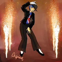 Size: 3000x3000 | Tagged: safe, artist:hollaholla69, derpibooru import, flash sentry, human, equestria girls, g4, clothes, denim, fire, gloves, jacket, jeans, male, michael jackson, pants, solo, sparkles