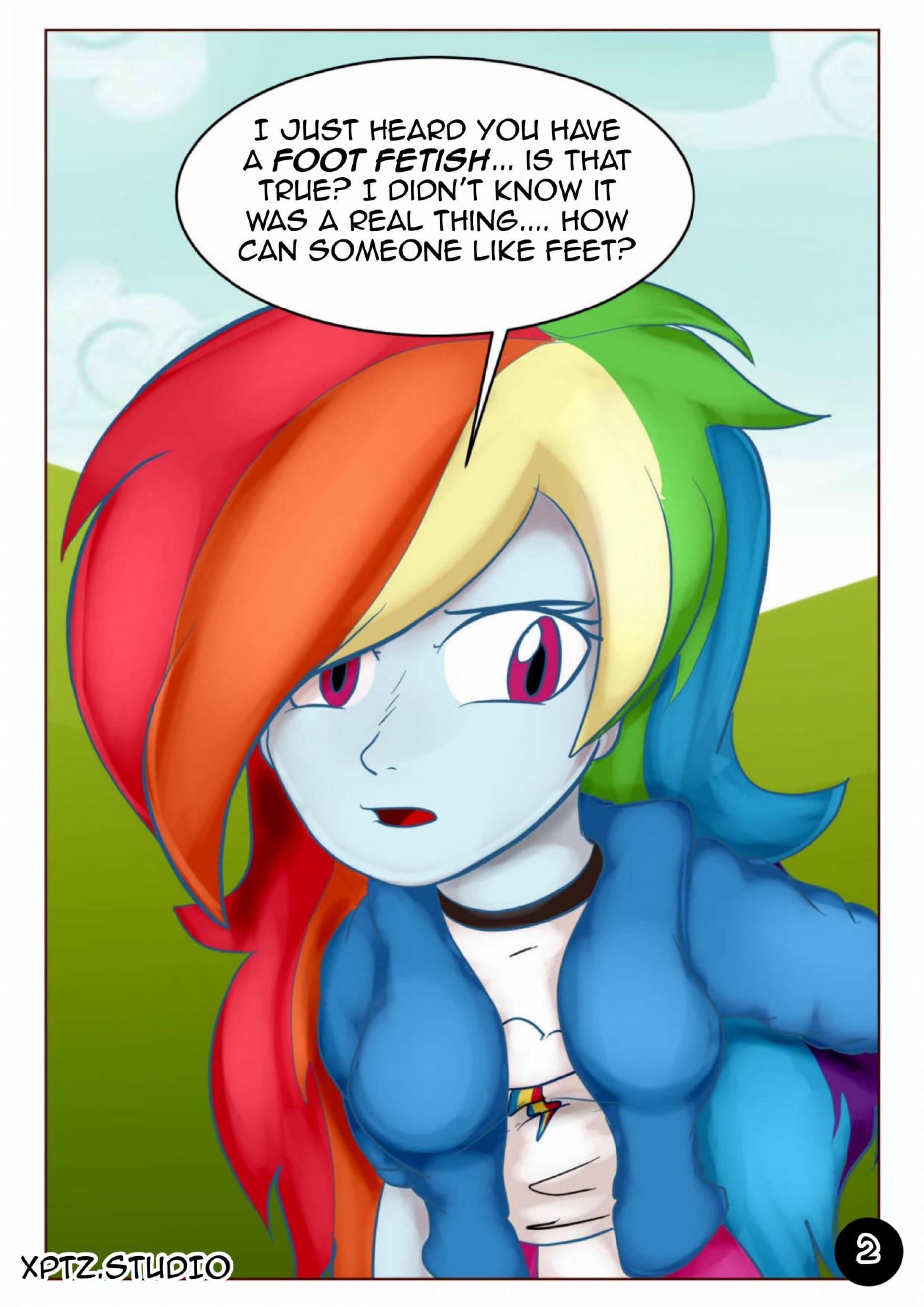 317061 - suggestive, artist:xptzstudios, rainbow dash, equestria girls,  breasts, dialogue, feet, female, fetish, foot fetish, grass, solo, talking  to viewer - Ponybooru